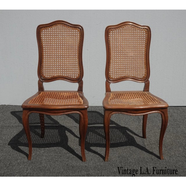 Vintage French Country Brown Cane Side Chairs - a Pair For Sale - Image 13 of 13