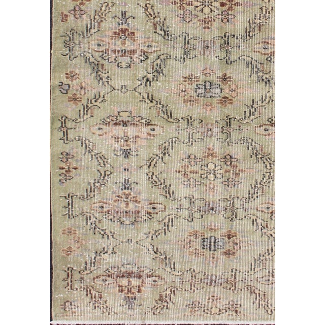 Green Turkish Rug With Mid-Century Modern Design in Light Green 3.10 X 7.4 For Sale - Image 8 of 8