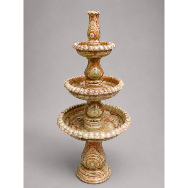 2000 - 2009 Rare Multi-Color Onyx Marble 3-Tier Water Fountain – 55" Tall | Luxury Garden Fountain by Zarva Stone For Sale - Image 5 of 8