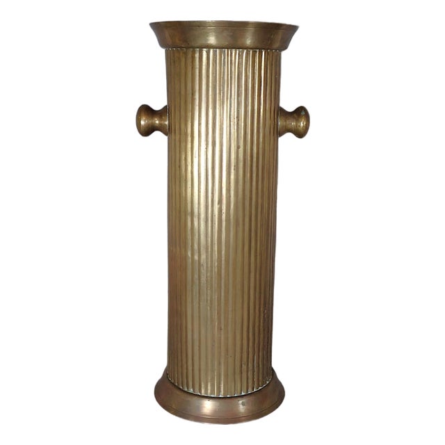 Italian Mid-Century Fluted Brass Traditional Cane and Umbrella Stand For Sale