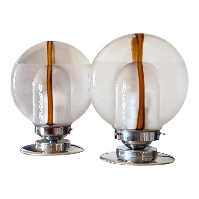 1970s Toni Zuccheri, Murano Blown Glass Lamps, Mazzega, Murano Italy - Set of 2 For Sale