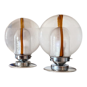 1970s Toni Zuccheri, Murano Blown Glass Lamps, Mazzega, Murano Italy - Set of 2