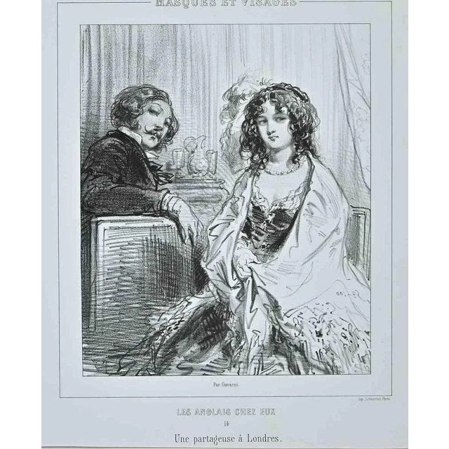 Une partageuse a Londres is a lithograph on ivory-colored paper, realized by the French draftsman Paul Gavarni (alias...