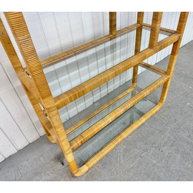 Mid-Century Modern Rattan Woven Etageres - Set of 2 For Sale In Philadelphia - Image 6 of 8