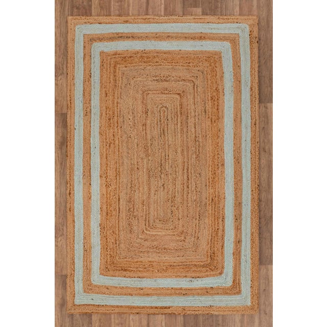 Soft Sea Green Jute Braided Handmade Bohemian 2.6'x6' Runner For Sale - Image 9 of 11