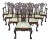 Fine Large Set 10 Carved Dark Mahogany English Chippendale Dining Chairs For Sale