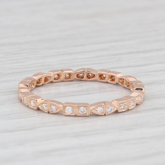 New Diamond Eternity Band 18k Rose Gold Sz 6.5 Wedding Stackable Ring Beverley K For Sale - Image 4 of 8
