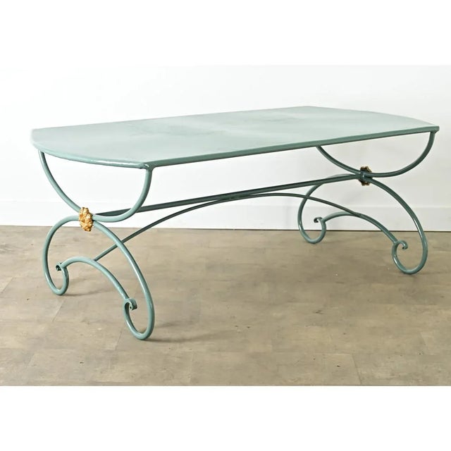 Turquoise French 19th Century Iron Dining Table in New Powdercoat For Sale - Image 8 of 11
