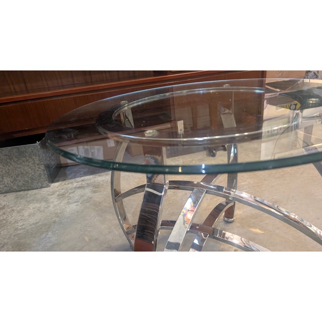 Mid-Century Modern 1970s Mid Century Chrome and Glass Accent Table For Sale - Image 3 of 12