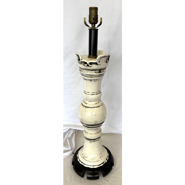 Vintage Chinese Glazed Pottery Gu-Form Lamp Circa 1970's For Sale - Image 10 of 15