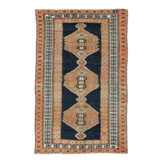 Antique Kurdish Rug With Beige & Pink Medallions & Multiple Borders - Rug & Kilim For Sale