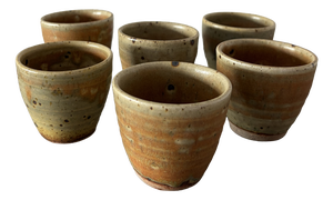 Pyrite Stoneware Cup Set by Gustave Tiffoche, France, 1970s, Set of 6