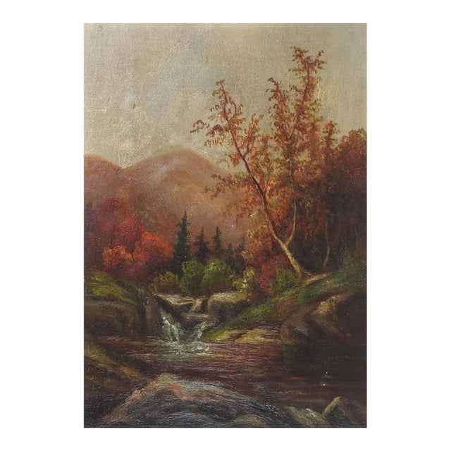 Antique Mountain River Landscape Painting For Sale