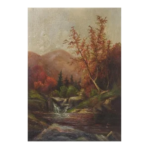 Antique Mountain River Landscape Painting