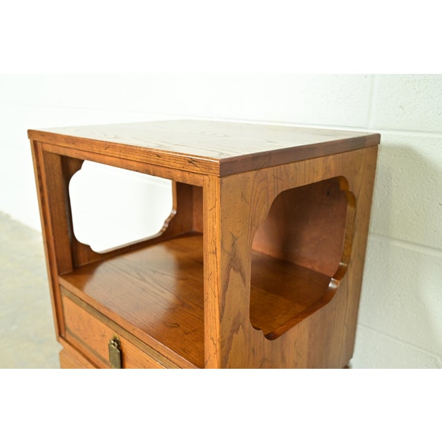 Davis Cabinet Co. Mid-Century Hollywood Regency Chinoiserie Teak Nightstand, Circa 1960s For Sale - Image 9 of 15