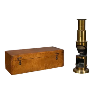 1910s Antique Edwardian English Brass Pocket Field Microscope