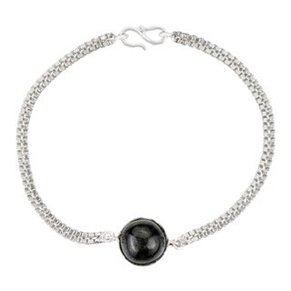 Boho 4.9 Carats Round Cut Black Star Unisex Chain Bracelet in 925 Silver For Sale