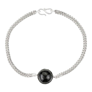 Boho 4.9 Carats Round Cut Black Star Unisex Chain Bracelet in 925 Silver
