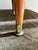 Mid-Century Modern Needlepoint & Chartreuse Velvet Footstool — Vintage Square Ottoman With Tapered Walnut Legs and Brass Ferrule Accents For Sale - Image 18 of 18