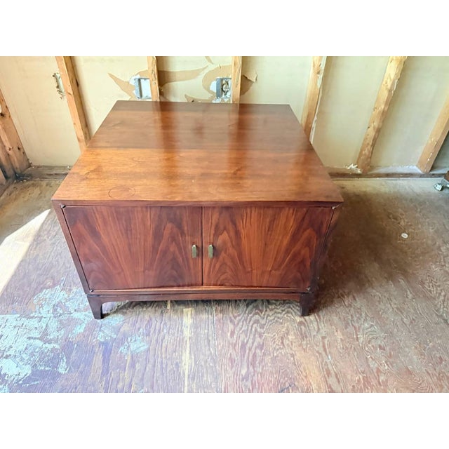 Mid Century Modern Walnut Nightstand Bed Side Cabinet For Sale - Image 4 of 17