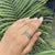 Five Stone Oval 1.38 Ct Emerald & Diamond Half Eternity Band Ring in 925 Silver Size 8 For Sale - Image 4 of 12