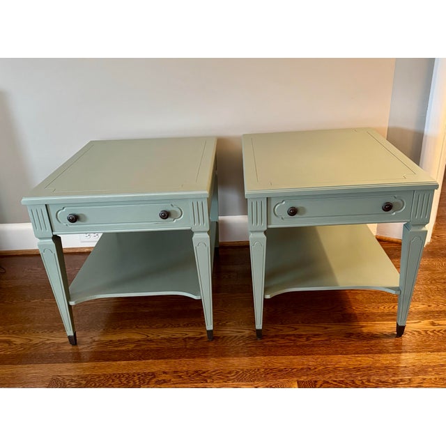 Mid 20th Century Mersman Single Drawer End/BedsideTables in Country Green, a Pair For Sale In Baltimore - Image 6 of 8