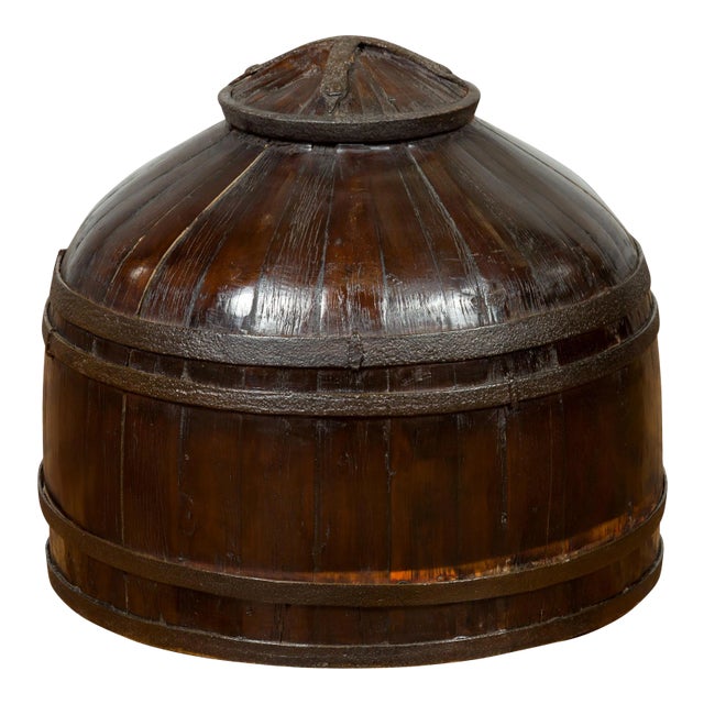 Chinese Antique Decorative Wooden Cover with Shape and Dark Patina For Sale