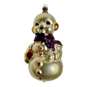 West Germany Handblown Mercury Glass Snowman Christmas Tree Ornament Purple
