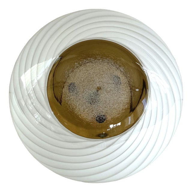 Mid-Century Modern Italian Magic Eye Murano Glass Flush Mount by Venini, 1970s For Sale