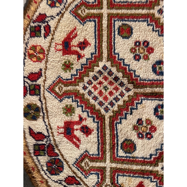 Kazak Style Hand Knotted Round Tribal Rug For Sale - Image 4 of 8