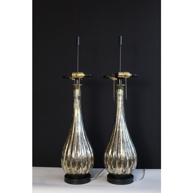 Glass Mid 20th Century Italian Avventurina Influence Mirrored Lamps - a Pair For Sale - Image 7 of 12