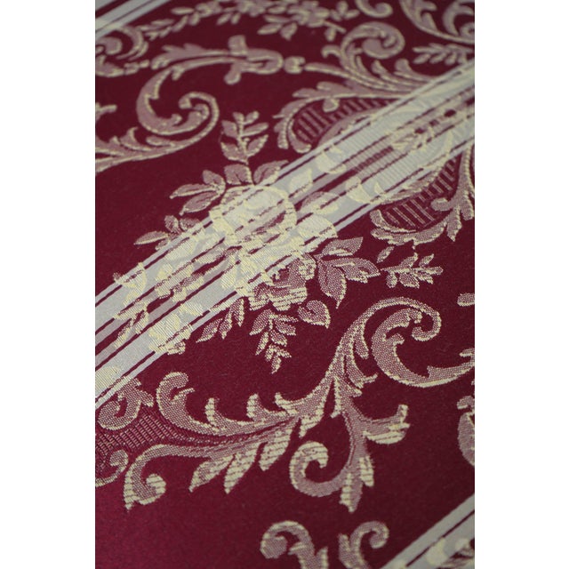 Chippendale Style Cherry Damask Upholstered Window Bench For Sale In Philadelphia - Image 6 of 12