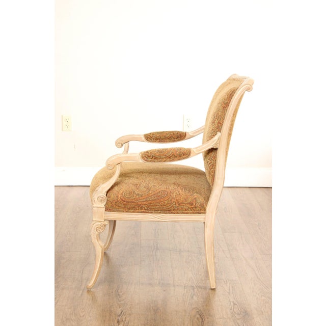 1990s Regency Style Painted Frame Fauteuil Armchairs - A Pair For Sale - Image 4 of 13