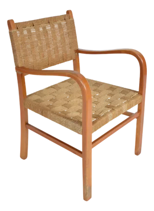 Mid-Century Swedish Beech and Rope Cord Armchair by Axel Larsson for Bodafors, 1930s
