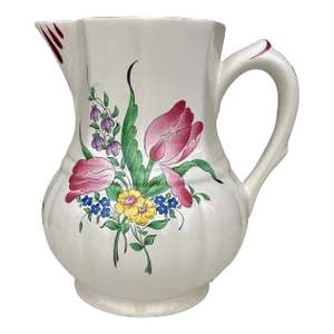 French Faience Pitcher Luneville Circa 1940