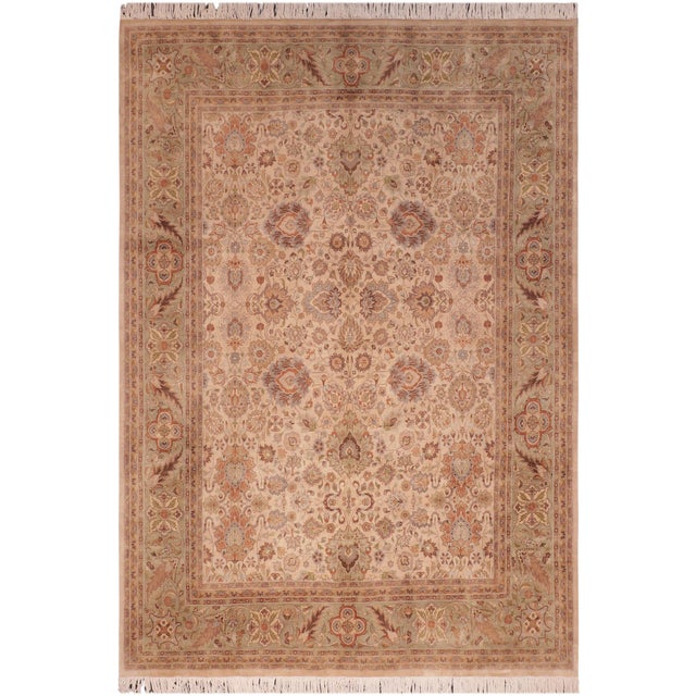 Shabby Chic 1990's Pak-Persian Beige/Green Wool Rug - 8'0'' X 10'0'' For Sale - Image 9 of 9