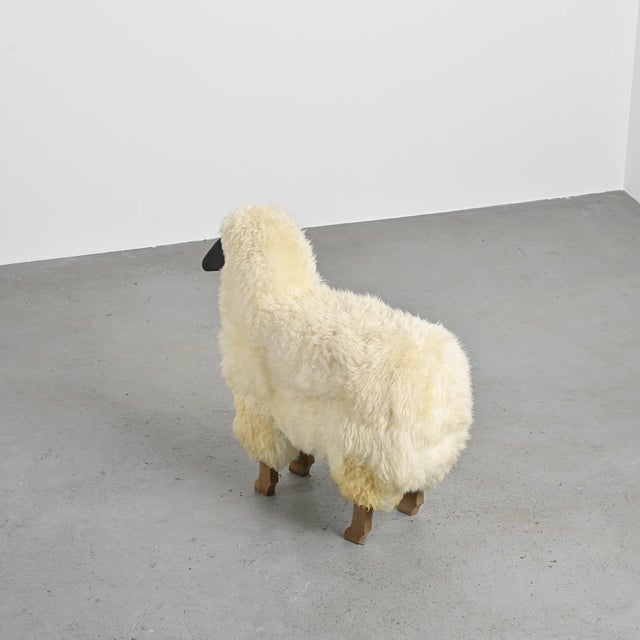 Postmodern Natural Wool Sheep, France, 1980s For Sale - Image 3 of 9