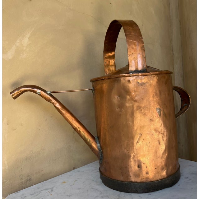 Large French Antique Copper Watering Can & Wrought Iron Rim, 19th Century For Sale - Image 13 of 16