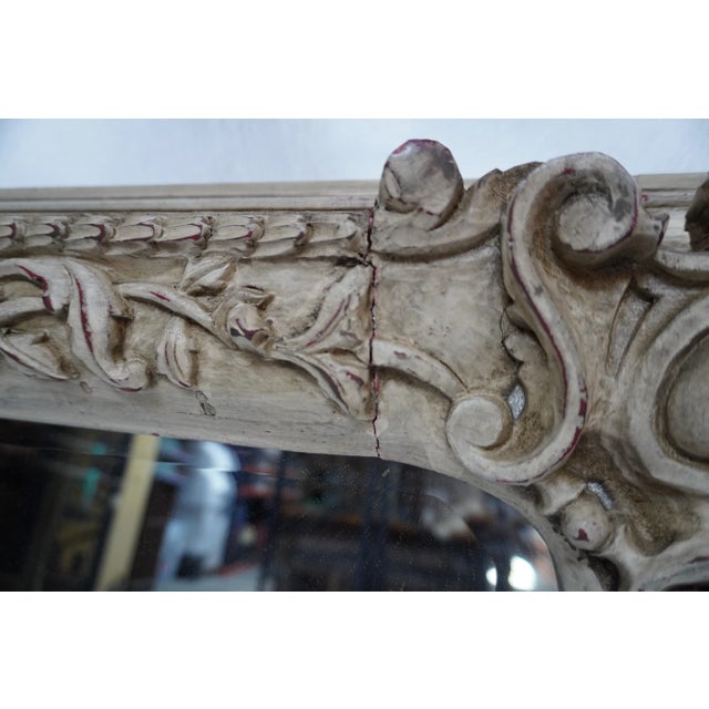 Beige Italian Carved Painted Mirror 1940’s From Melissa Levinson For Sale - Image 8 of 14
