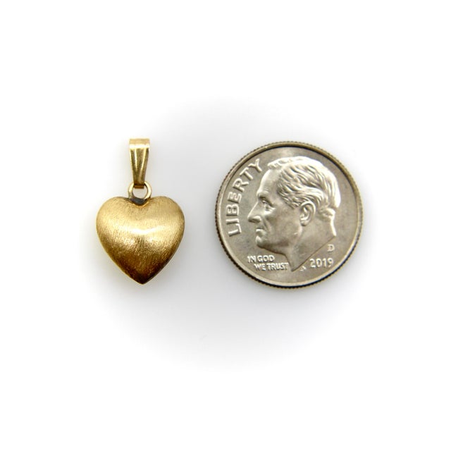 Modern Vintage 14k Gold Puffy Heart Pendant / Charm For Sale - Image 3 of 7
