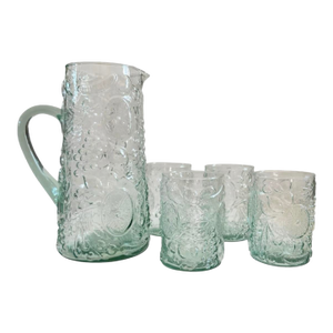 1960s Iittala “Frutta” Mouth Blown Glass Pitcher and 4 Tumblers by Oiva Toikka - Set of 5