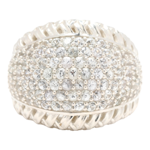 Slane White Sapphire Basketweave Dome Ring, Sterling Silver, Ring Size 7