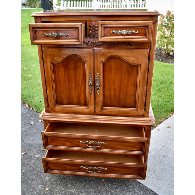 Cherry Dixie Furniture Tall Chest Vintage French Provincial Cabinet Chest For Sale - Image 17 of 18