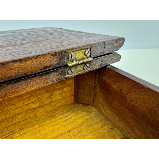English 19th Century Dark Wood Hinged Document Box For Sale - Image 3 of 15