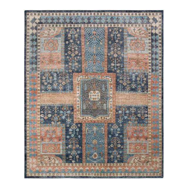 Rug & Kilim’s Boulevard Rug in Blue and Rust , 5x8 For Sale