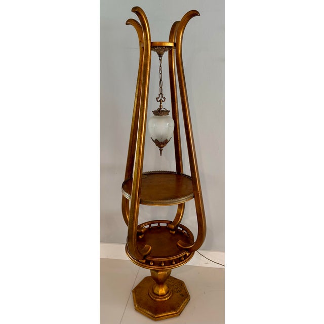 Vintage Hollywood Regency Style Floor Lamp With Built in Tier Tables For Sale - Image 4 of 8