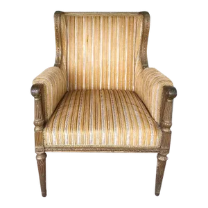 Early 20th Century Gilded Upholstered Wingback Chair