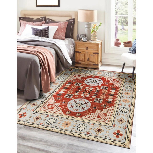 10x14 Talia Traditional Red Rust Bold Star Geometric Handknotted Wool Carpet Rug For Sale - Image 10 of 10