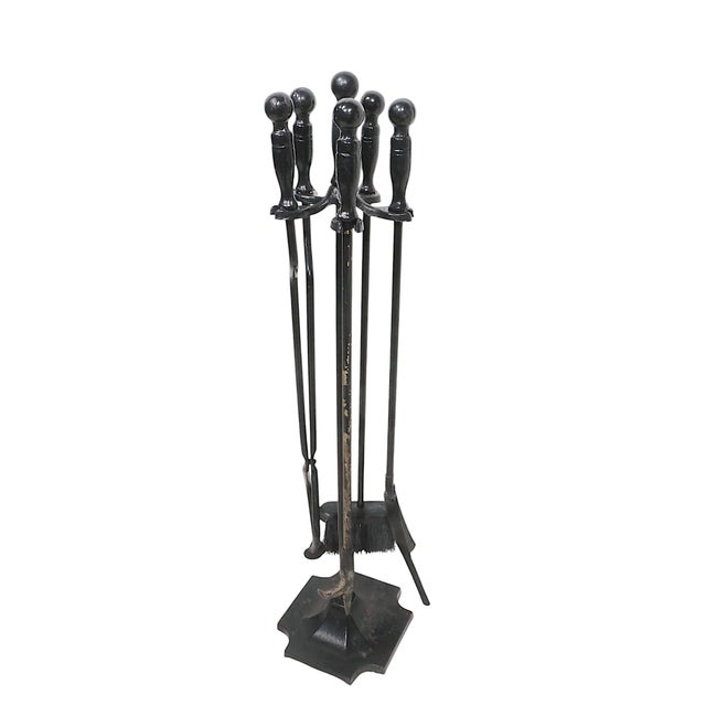 Vintage Arts and Crafts Style Fireplace Tool Set For Sale - Image 4 of 10