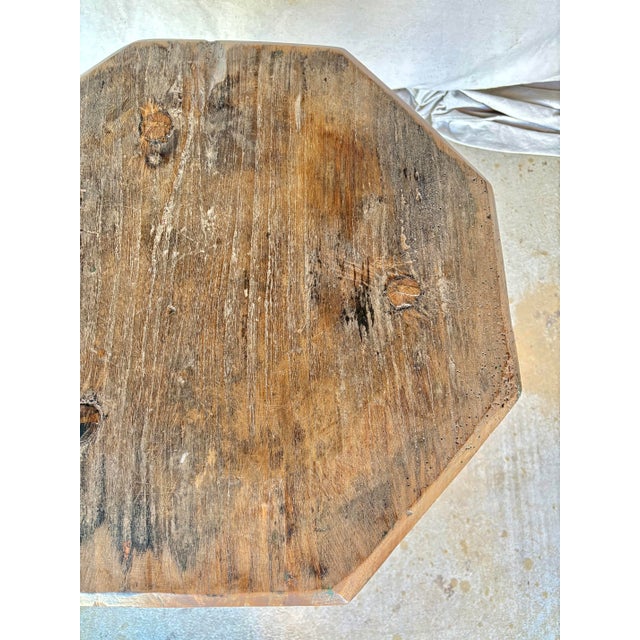 Late 19th Century French Octagonal Butchers Block Side Table For Sale - Image 4 of 12